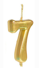 Gold Number 7 Birthday Candle
